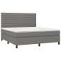 vidaXL Cama box spring colchón y luces LED tela gris oscuro 180x200 cm