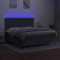 vidaXL Cama box spring colchón y luces LED tela gris oscuro 180x200 cm