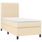 vidaXL Cama box spring colchón y luces LED tela color crema 90x190 cm vidaXL Cama box spring colchón y luces LED tela color crema 90x190 cm