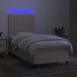 vidaXL Cama box spring colchón y luces LED tela color crema 90x190 cm vidaXL Cama box spring colchón y luces LED tela color crema 90x190 cm