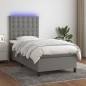 vidaXL Cama box spring colchón y luces LED tela gris oscuro 90x190 cm vidaXL Cama box spring colchón y luces LED tela gris oscuro 90x190 cm