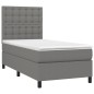 vidaXL Cama box spring colchón y luces LED tela gris oscuro 90x190 cm vidaXL Cama box spring colchón y luces LED tela gris oscuro 90x190 cm