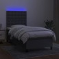 vidaXL Cama box spring colchón y luces LED tela gris oscuro 90x190 cm vidaXL Cama box spring colchón y luces LED tela gris oscuro 90x190 cm