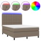 vidaXL Cama box spring colchón y luces LED tela gris taupe 140x190 cm vidaXL Cama box spring colchón y luces LED tela gris taupe 140x190 cm