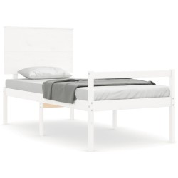 vidaXL Cama personas mayores cabecero madera maciza blanco 100x200 cm