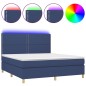 vidaXL Cama box spring colchón y luces LED tela azul 160x200 cm vidaXL Cama box spring colchón y luces LED tela azul 160x200 cm