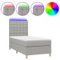 vidaXL Cama box spring colchón y luces LED tela gris claro 90x200 cm vidaXL Cama box spring colchón y luces LED tela gris claro 90x200 cm
