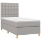 vidaXL Cama box spring colchón y luces LED tela gris claro 90x200 cm vidaXL Cama box spring colchón y luces LED tela gris claro 90x200 cm
