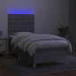 vidaXL Cama box spring colchón y luces LED tela gris claro 90x200 cm vidaXL Cama box spring colchón y luces LED tela gris claro 90x200 cm