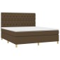 vidaXL Cama box spring colchón luces LED tela marrón oscuro 160x200cm vidaXL Cama box spring colchón luces LED tela marrón oscuro 160x200cm
