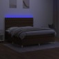 vidaXL Cama box spring colchón luces LED tela marrón oscuro 160x200cm vidaXL Cama box spring colchón luces LED tela marrón oscuro 160x200cm