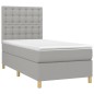 vidaXL Cama box spring colchón y luces LED tela gris claro 100x200 cm vidaXL Cama box spring colchón y luces LED tela gris claro 100x200 cm