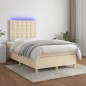 vidaXL Cama box spring con colchón y LED tela crema 120x200 cm vidaXL Cama box spring con colchón y LED tela crema 120x200 cm