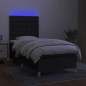 vidaXL Cama box spring colchón y luces LED tela negro 90x200 cm