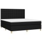 vidaXL Cama box spring colchón y luces LED tela negro 160x200 cm vidaXL Cama box spring colchón y luces LED tela negro 160x200 cm