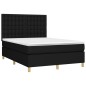 vidaXL Cama box spring colchón y luces LED tela negro 140x200 cm