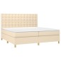 vidaXL Cama box spring colchón y luces LED tela crema 200x200 cm vidaXL Cama box spring colchón y luces LED tela crema 200x200 cm