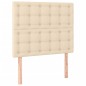 vidaXL Cama box spring colchón y luces LED tela crema 100x200 cm vidaXL Cama box spring colchón y luces LED tela crema 100x200 cm