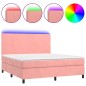vidaXL Cama box spring colchón y LED terciopelo rosa 180x200 cm vidaXL Cama box spring colchón y LED terciopelo rosa 180x200 cm