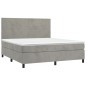 vidaXL Cama box spring colchón y LED terciopelo gris claro 180x200 cm vidaXL Cama box spring colchón y LED terciopelo gris claro 180x200 cm