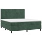vidaXL Cama box spring colchón y LED terciopelo verde oscuro 180x200cm