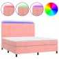 vidaXL Cama box spring colchón y LED terciopelo rosa 160x200 cm vidaXL Cama box spring colchón y LED terciopelo rosa 160x200 cm