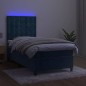 vidaXL Cama box spring colchón y LED terciopelo azul oscuro 90x200 cm