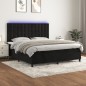 vidaXL Cama box spring colchón y LED terciopelo negro 180x200 cm