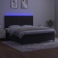 vidaXL Cama box spring colchón y LED terciopelo negro 180x200 cm