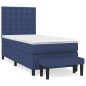 vidaXL Cama box spring con colchón tela azul 90x190 cm vidaXL Cama box spring con colchón tela azul 90x190 cm