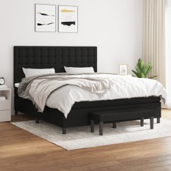 vidaXL Cama box spring con colchón tela negro 160x200 cm