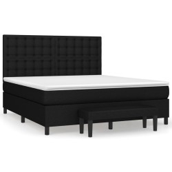 vidaXL Cama box spring con colchón tela negro 160x200 cm