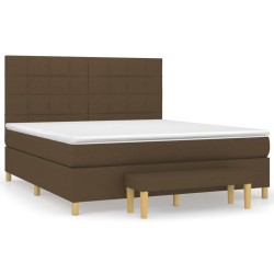 vidaXL Cama box spring con colchón tela marrón oscuro 160x200 cm