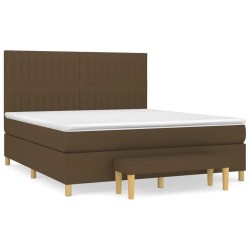 vidaXL Cama box spring con colchón tela marrón oscuro 180x200 cm