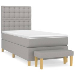 vidaXL Cama box spring con colchón tela gris claro 100x200 cm