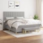 vidaXL Cama box spring con colchón tela gris claro 180x200 cm vidaXL Cama box spring con colchón tela gris claro 180x200 cm