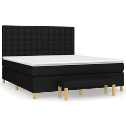 vidaXL Cama box spring con colchón tela negro 160x200 cm