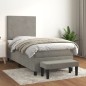 vidaXL Cama box spring con colchón terciopelo gris claro 90x190 cm vidaXL Cama box spring con colchón terciopelo gris claro 90x190 cm