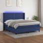 vidaXL Cama box spring colchón y luces LED tela azul 160x200 cm vidaXL Cama box spring colchón y luces LED tela azul 160x200 cm