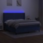 vidaXL Cama box spring colchón y luces LED tela azul 160x200 cm vidaXL Cama box spring colchón y luces LED tela azul 160x200 cm