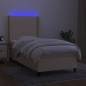 vidaXL Cama box spring colchón y luces LED tela crema 90x200 cm vidaXL Cama box spring colchón y luces LED tela crema 90x200 cm