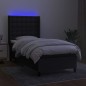 vidaXL Cama box spring colchón y luces LED tela negro 90x200 cm vidaXL Cama box spring colchón y luces LED tela negro 90x200 cm