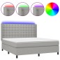 vidaXL Cama box spring colchón y luces LED tela gris claro 180x200 cm vidaXL Cama box spring colchón y luces LED tela gris claro 180x200 cm