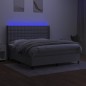 vidaXL Cama box spring colchón y luces LED tela gris claro 180x200 cm vidaXL Cama box spring colchón y luces LED tela gris claro 180x200 cm