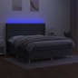 vidaXL Cama box spring colchón y luces LED tela gris oscuro 180x200 cm