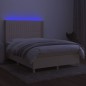 vidaXL Cama box spring colchón y luces LED tela crema 140x200 cm vidaXL Cama box spring colchón y luces LED tela crema 140x200 cm