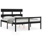 vidaXL Cama matrimonio personas mayores cabecero madera maciza negro vidaXL Cama matrimonio personas mayores cabecero madera maciza negro
