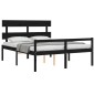 vidaXL Cama matrimonio personas mayores cabecero madera maciza negro vidaXL Cama matrimonio personas mayores cabecero madera maciza negro