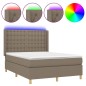 vidaXL Cama box spring colchón y luces LED tela gris taupe 140x190 cm vidaXL Cama box spring colchón y luces LED tela gris taupe 140x190 cm
