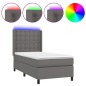 vidaXL Cama box spring y colchón LED cuero sintético gris 90x200 cm vidaXL Cama box spring y colchón LED cuero sintético gris 90x200 cm